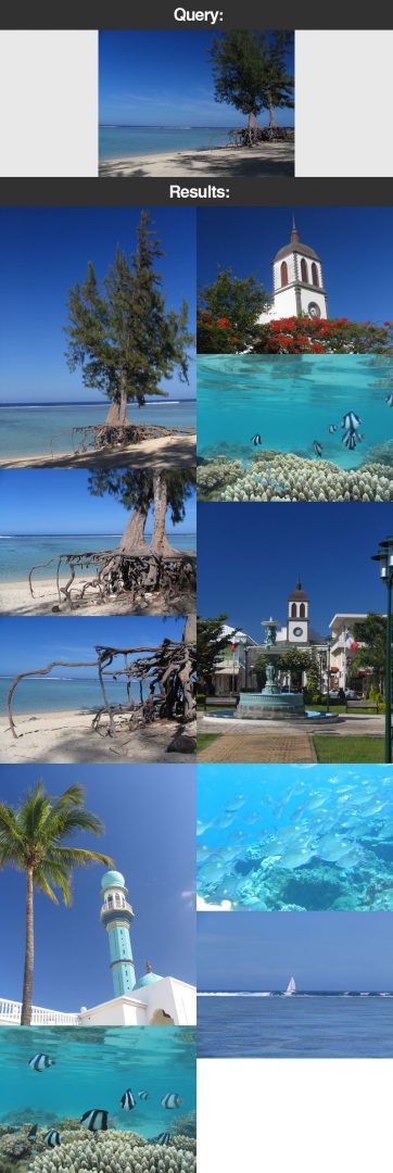 Figure 20: Using our Content-Based Image Retrieval System built using OpenCV to find images of the beach in our dataset.