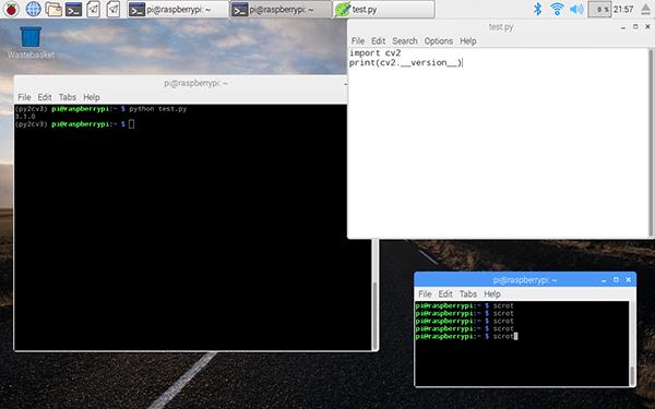 Figure 9: Using the built-in text editor that ships with the Raspberry Pi to write code.