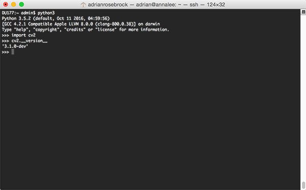 Figure 6: Confirming that OpenCV 3 with Python 3 bindings have been successfully installed on my macOS system via Homebrew.